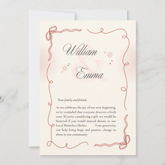 Convite "William & Emma's Heartfelt wedding Card  (Frente)