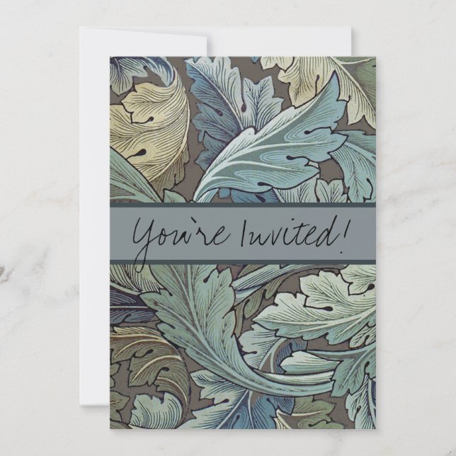 Convite William Morris Acanthus Sage Flower Floral Botânic (Frente)