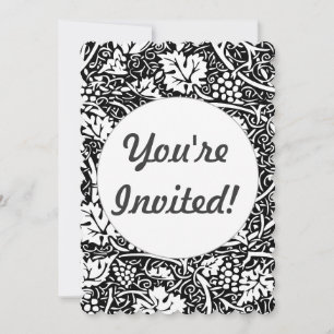 Convite William Morris Black White Grape Vine
