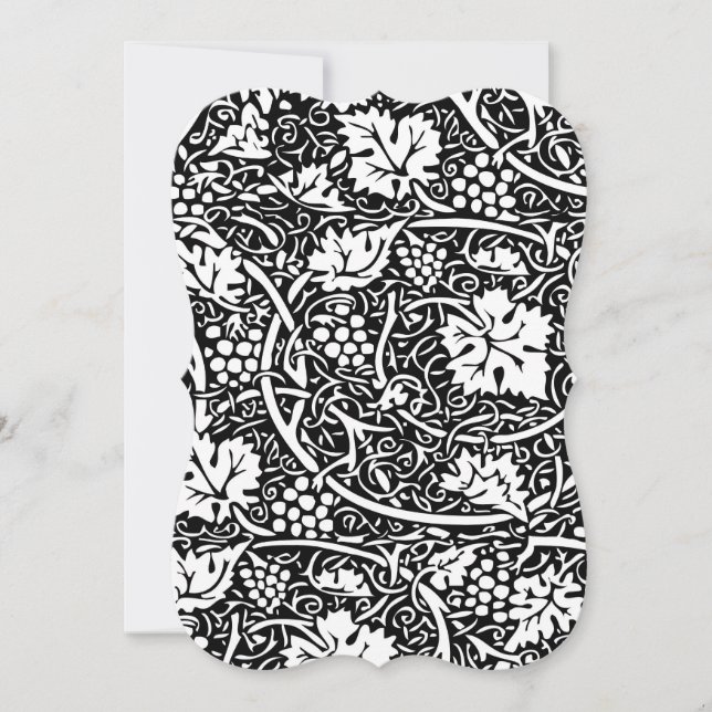 Convite William Morris Black White Grape Vine (Frente)