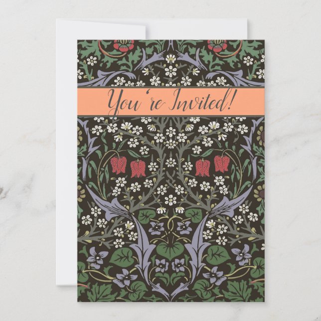 Convite William Morris Blackthorn Tapeçaria Floral (Frente)