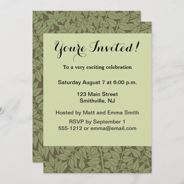 Convite William Morris Branch Deixa Wallpaper (Frente/Verso)