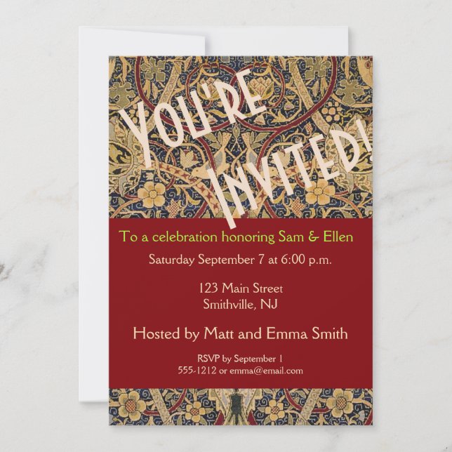 Convite William Morris Bullerswood Faux Tapeçaria (Frente)