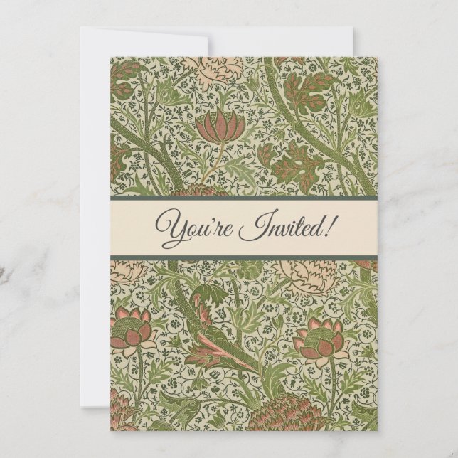 Convite William Morris Cray Flor de Sage Floral Botânico (Frente)