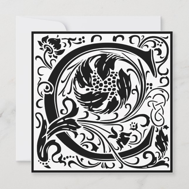 Convite William Morris Floral Alphabet Monograma - Letra C (Frente)