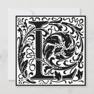 Convite William Morris Floral Alphabet Monograma - Letra L