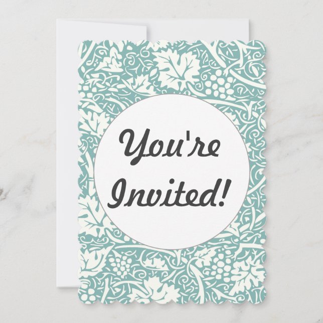 Convite William Morris Grape Pattern Teal Turquoise (Frente)