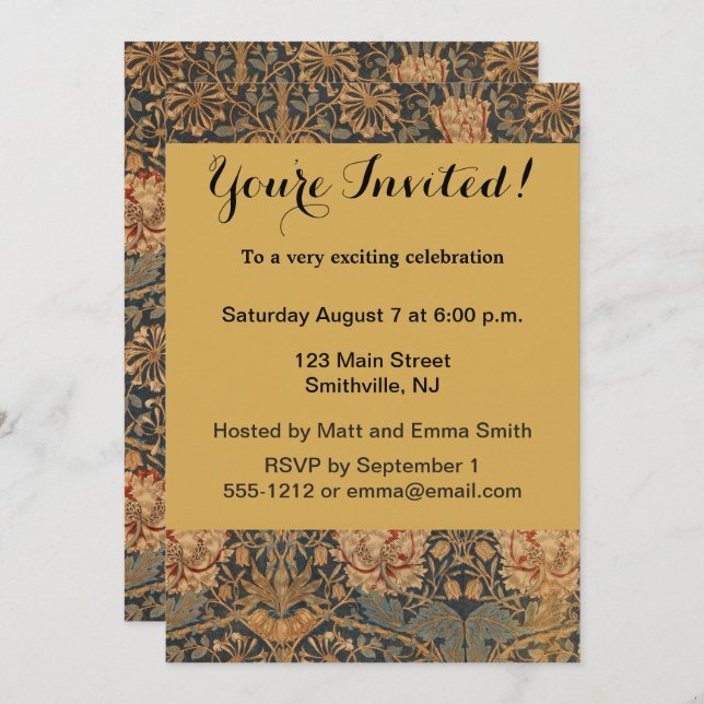 Convite William Morris Honeysuckle Rich Wallpaper (Frente/Verso)