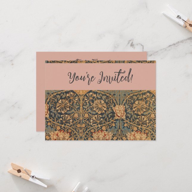 Convite William Morris Honeysuckle Rich Wallpaper (Frente/Verso In Situ)
