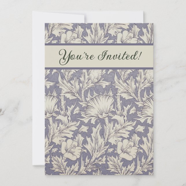 Convite William Morris Horn Poppy Classic Floral (Frente)