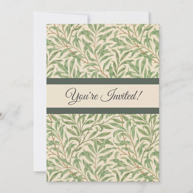 Convite William Morris Jardim de Galhos de Salgueiro Flor  (Frente)