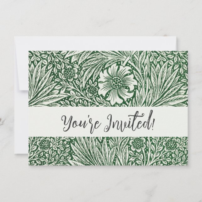 Convite william morris marigold verde floral flor (Frente)