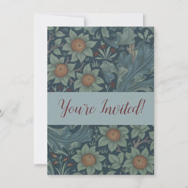 Convite William Morris Orchard Pattern Art (Frente)