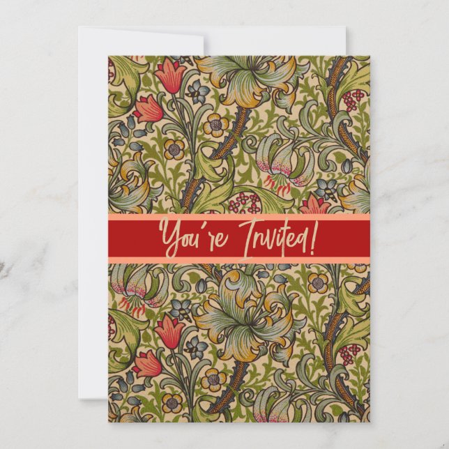 Convite William Morris Ouro Lily Antique (Frente)