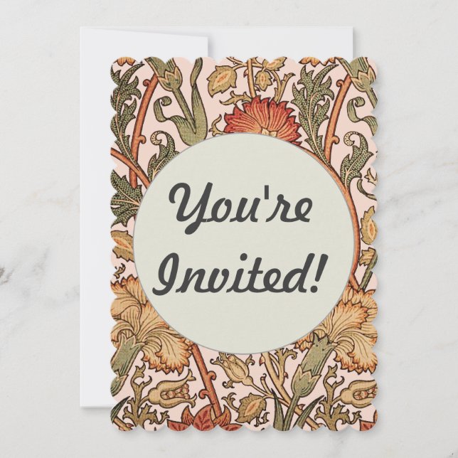 Convite William Morris Pink Rose Flower Wallpaper Padrão (Frente)