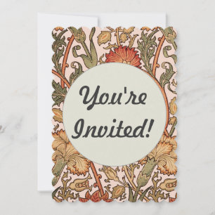 Convite William Morris Pink Rose Flower Wallpaper Padrão