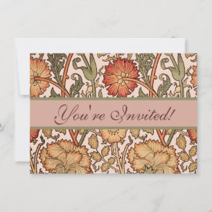 Convite William Morris Pink Rose Flower Wallpaper Padrão