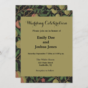 Convite William Morris Pomegranate Fruta clássica