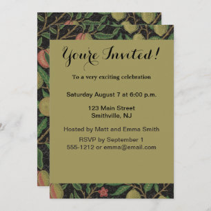 Convite William Morris Pomegranate Fruta clássica