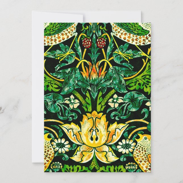Convite William Morris Strawberry Thef Green And Orange (Frente)