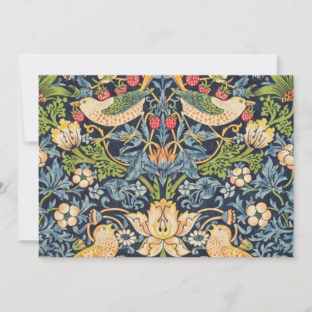 Convite William Morris Strawberry Thief Padrão Floral (Frente)