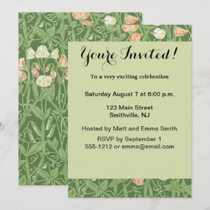 Convite William Morris Sweet Pea Floral Design