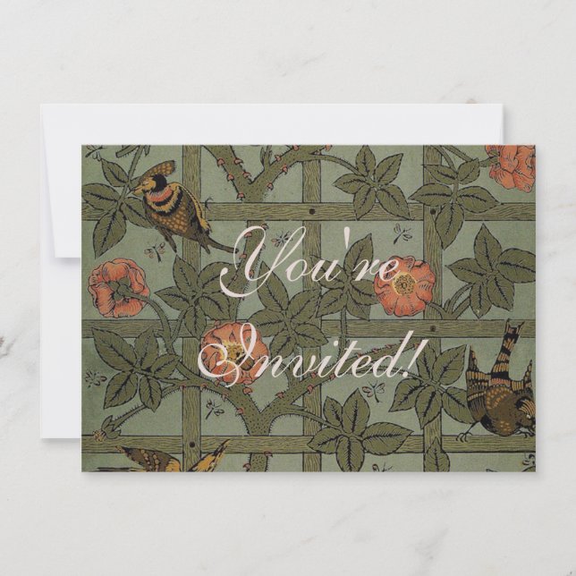 Convite William Morris Trellis Wallpaper Art (Frente)