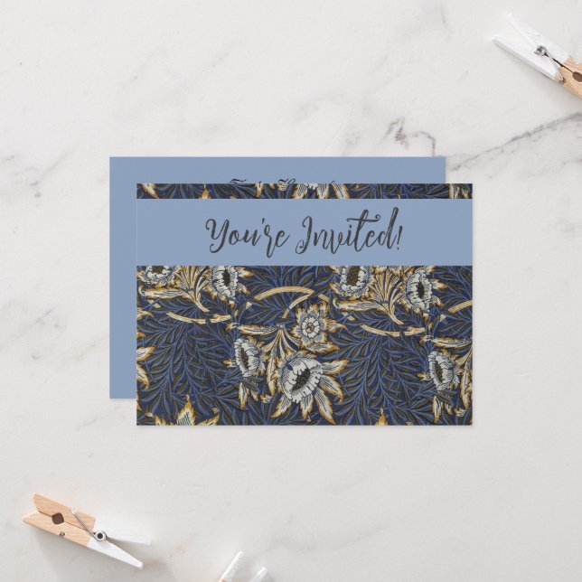 Convite William Morris Tulip Willow Blue Patterno (Frente/Verso In Situ)