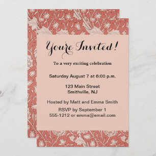 Convite William Morris Wild Tulip Clássico Design vitorian