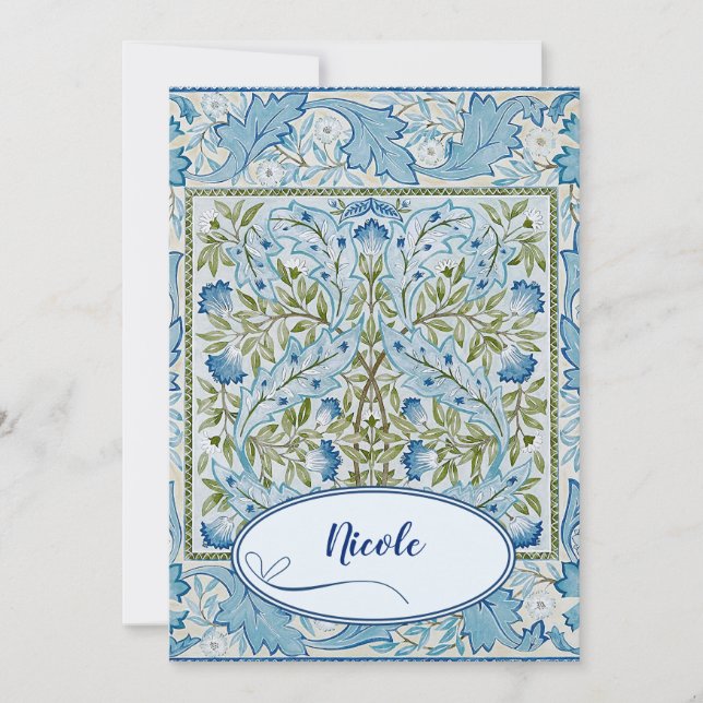 Convite William Morris & Wilhelmina Style Impressões (Frente)