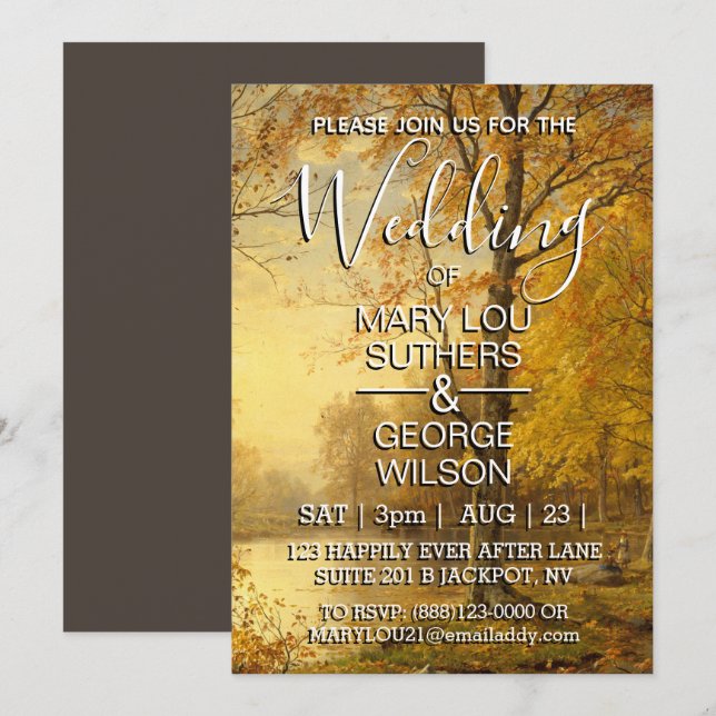 Convite William Trost Richards Indian Summer Wedding (Frente/Verso)