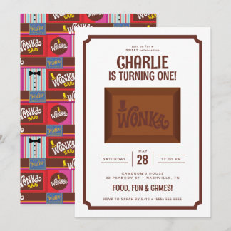 Convite Willy Wonka e o aniversário da fábrica de chocolat