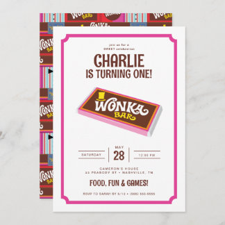 Convite Willy Wonka e o aniversário da fábrica de chocolat