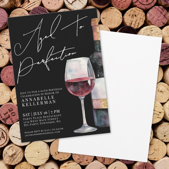Convite Wine Aged To Perfection Adult Birthday Party (Wine Aged To Perfection Adult Birthday Party Invitation)