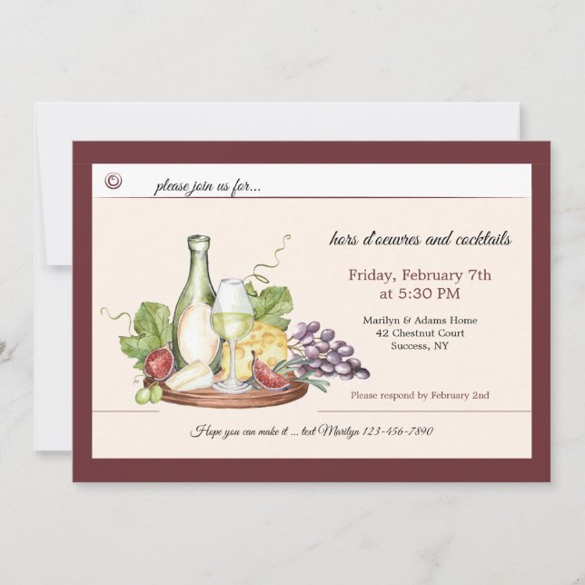 Convite Wine and Cheese Invitation (Frente)