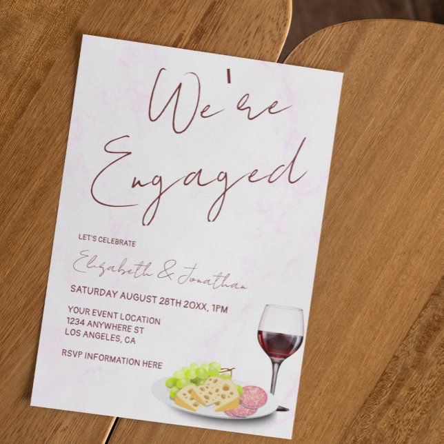 Convite Wine & Charcuterie Engagement Party (Criador carregado)
