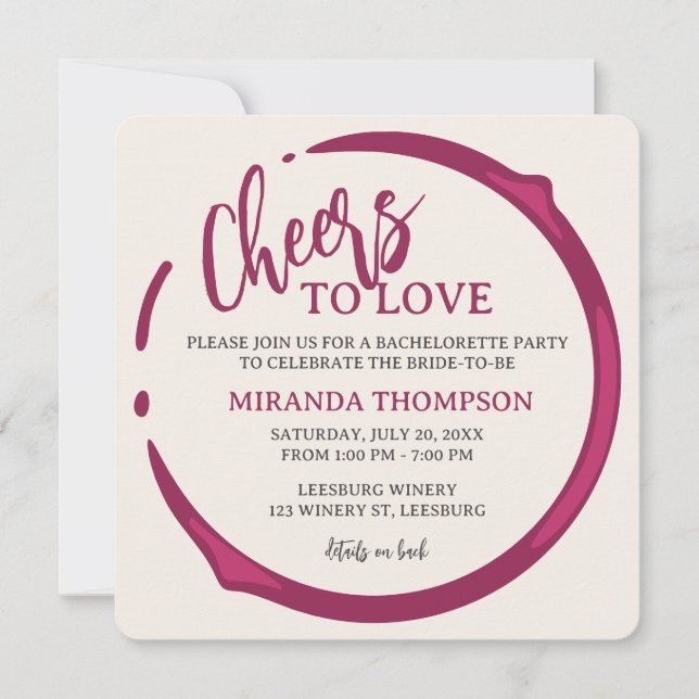 Convite Wine Stain Bachelorette Party Invitation (Frente)