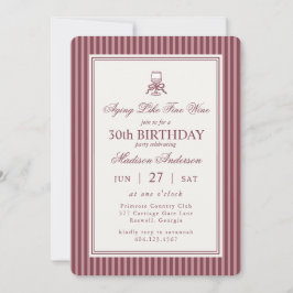 Convite Wine Vineyard Club Old Money Striped Red Birthday