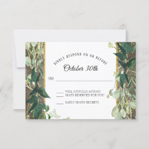 Convite Winery russa Eucalyptus Leaf Foliage Wood RSVP