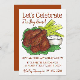 Convite Wings celebram o grande partido de futebol america