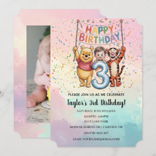 Convite Winnie the Pooh Feliz Aniversário