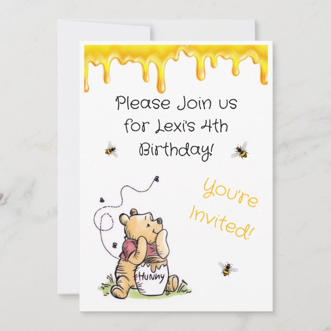 Convite Winnie the Pooh Invitation (Frente)