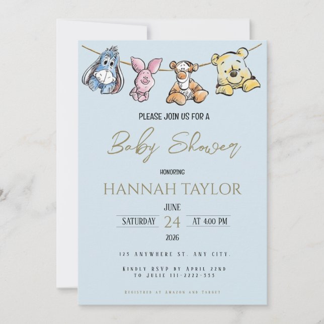 Convite Winnie-Themed Baby Shower Invitation (Frente)