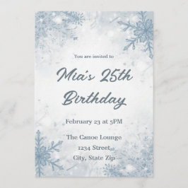 Convite Winter 25th Birthday Invitation – Snowflakes
