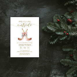 Convite Winter All Stars Bow Hockey Girl Baby Shower