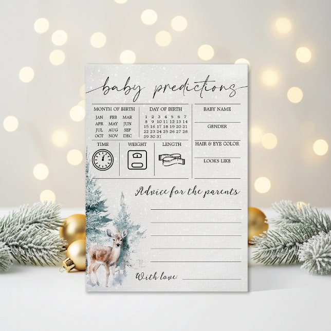 Convite Winter Baby Shower Baby Predictions & Advice Card (Criador carregado)