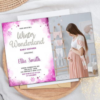 Convite Winter Baby Shower Invtions Pink Cloud Photo