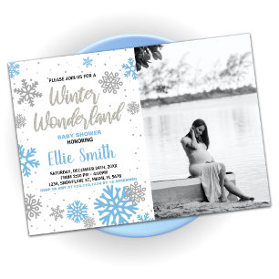 Convite Winter Baby Shower Invtions White Photo