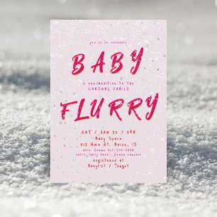 Convite Winter Baby Sprinkle Neve Rosa