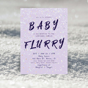 Convite Winter Baby Sprinkle   Purple Snow Flurry
